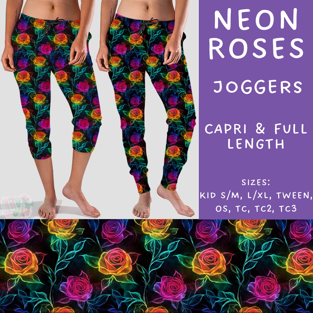 Batch #236 - Fun Run 6 - Closes 11/13 - ETA early Jan - Neon Roses Full and Capri Length Joggers