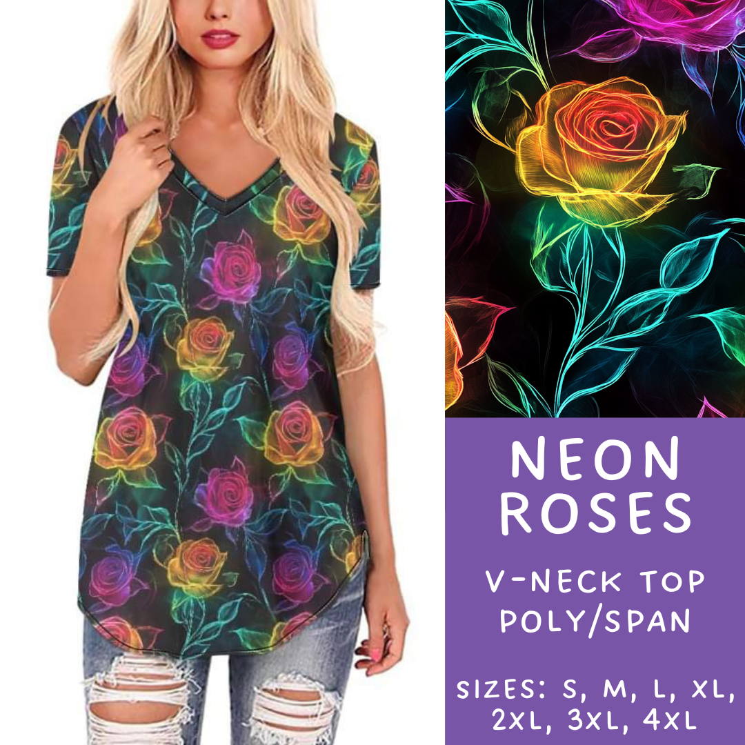 Batch #236 - Fun Run 6 - Closes 11/13 - ETA early Jan - Neon Roses V-Neck Tee