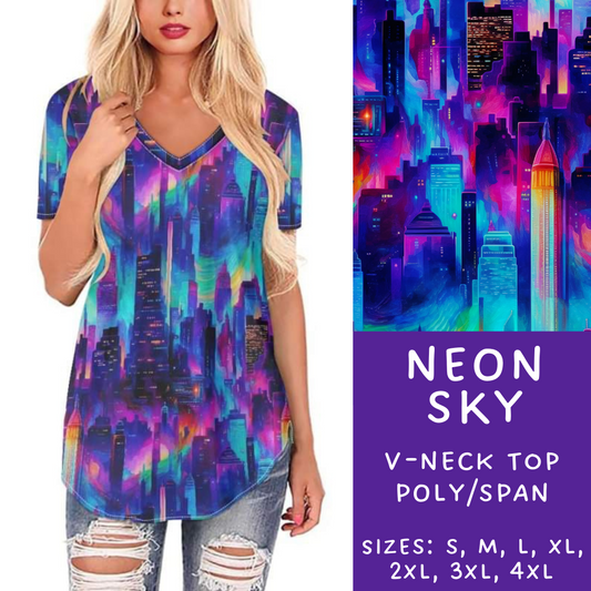 Batch #236 - Fun Run 6 - Closes 11/13 - ETA early Jan - Neon Sky V-Neck Tee