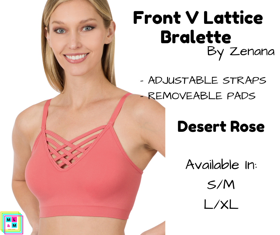 Front V Lattice Bralette - Desert Rose