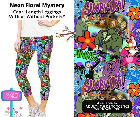 Preorder! Closes 1/22. ETA April. Neon Floral Mystery Capri Leggings w/wo Pockets