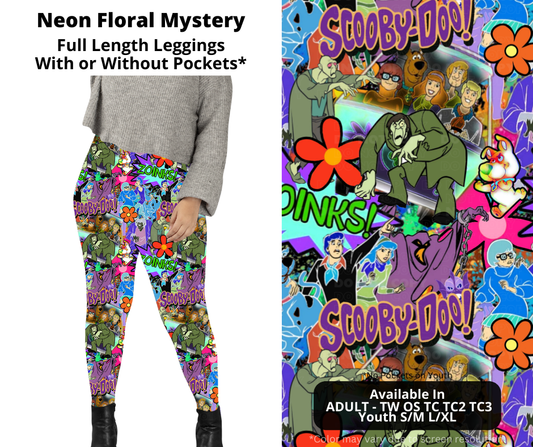 Preorder! Closes 1/22. ETA April. Neon Floral Mystery Full Length Leggings w/wo Pockets