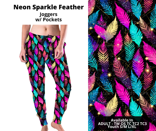 Preorder! Closes 10/31. ETA Jan. Neon Sparkle Feather Joggers