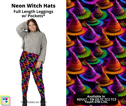 Neon Witch Hats Full Length Leggings w/ Pockets