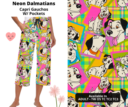 Preorder! Closes 3/3. ETA June. Neon Dalmatians Capri Gauchos