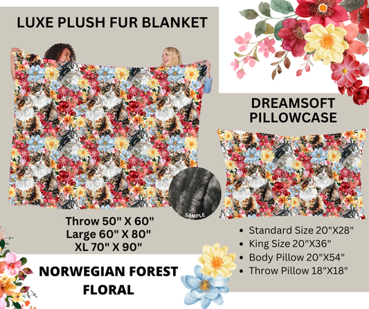 Preorder! Closes 2/24. ETA May. Norwegian Forest Floral Luxe Plush Fur Blanket and/or DreamSoft Pillowcase