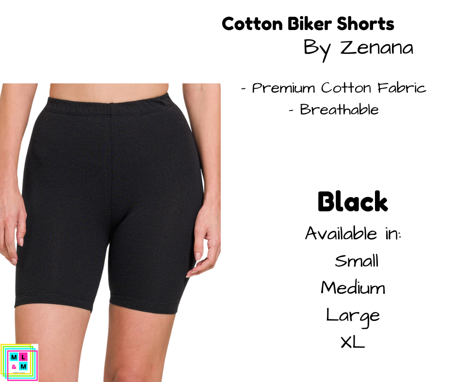 Cotton Biker Shorts - Black