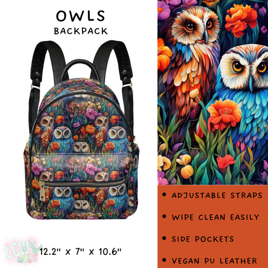 Batch #309 - Card Holders & Mini Backpacks - Closing 3/24 - ETA late May - Owls Mini Backpack