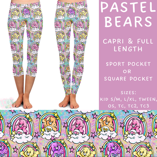 Batch #297 - Cool Characters 8 - Closes 3/3 - ETA late April - Pastel Bears Full and Capri Length Leggings