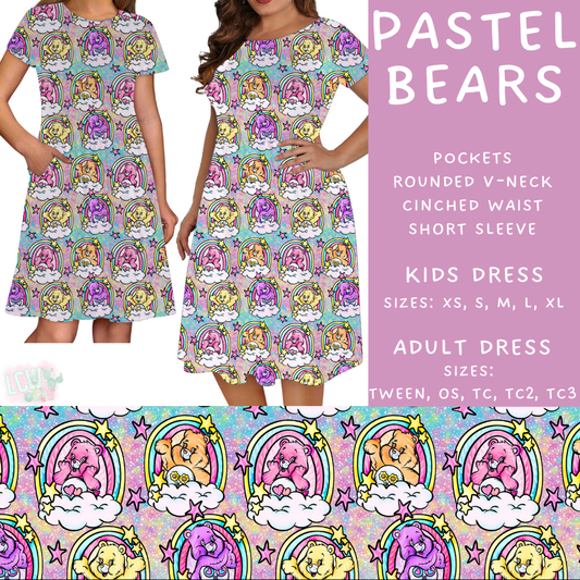 Batch #297 - Cool Characters 8 - Closes 3/3 - ETA late April - Pastel Bears Adult & Kids Dresses