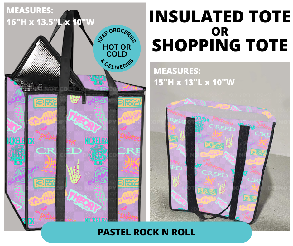 Preorder! Closes 12/30. ETA March. Pastel Rock n Roll Shopping or Insulated Tote