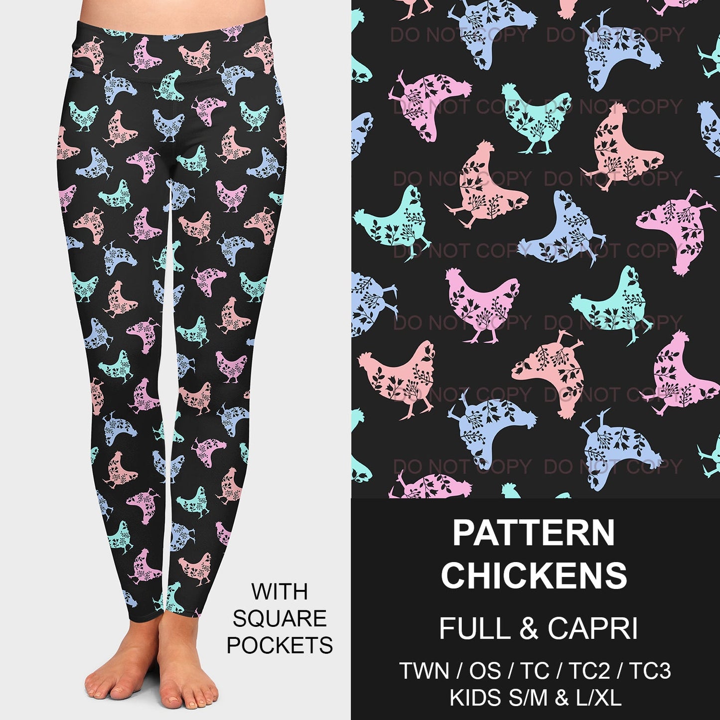 B209 - Preorder Pattern Chicken Leggings w/ Pockets (Closes 2/02. ETA: early May)