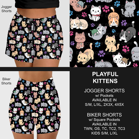 B218 - Preorder Playful Kittens Jogger/Biker Shorts w/ Pockets (Closes 3/16. ETA: early June)