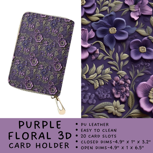 Batch #309 - Card Holders & Mini Backpacks - Closing 3/24 - ETA late May - Purple Floral 3D Card Holder