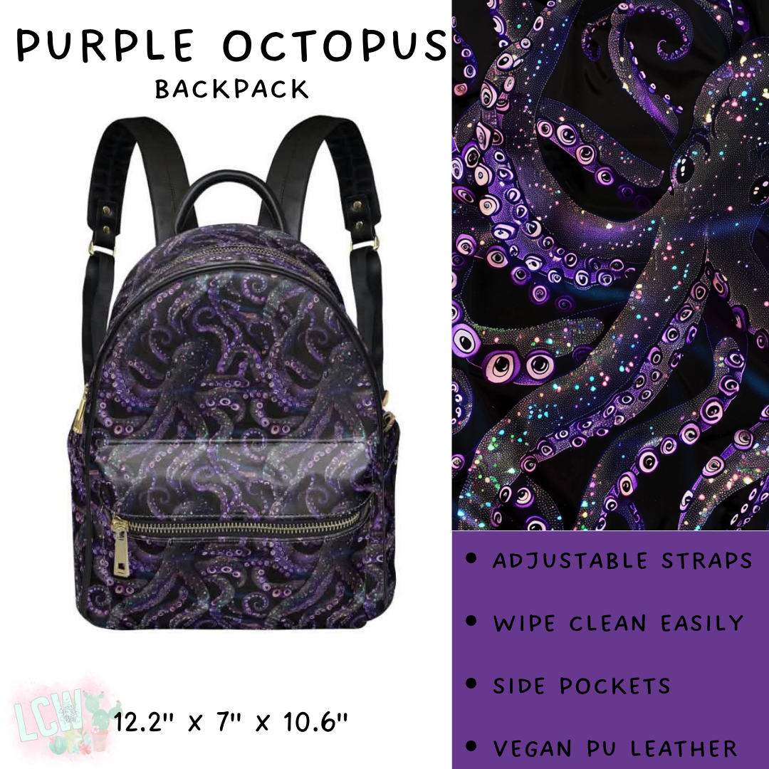 Batch #309 - Card Holders & Mini Backpacks - Closing 3/24 - ETA late May - Purple Octopus Mini Backpack