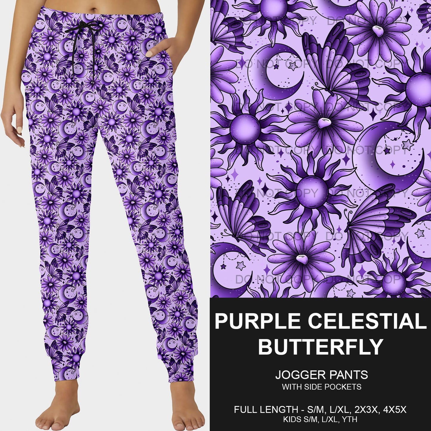 B191 - Preorder Purple Celestial Butterfly Joggers (Closes 11/03. ETA mid Jan.)