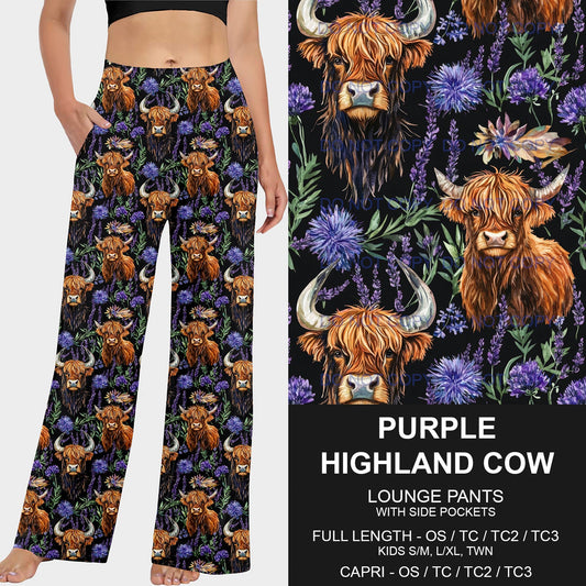 B219 - Preorder Purple Highland Cow Lounge Pants (Closes 3/23. ETA: early June)