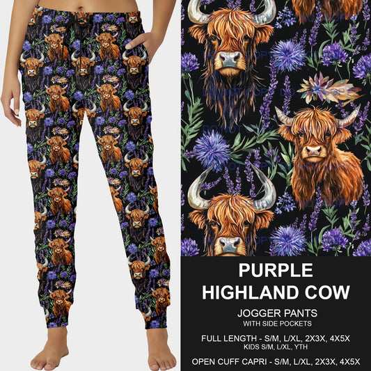 B219- Preorder Purple Highland Cow Joggers (Closes 3/23. ETA: early June)