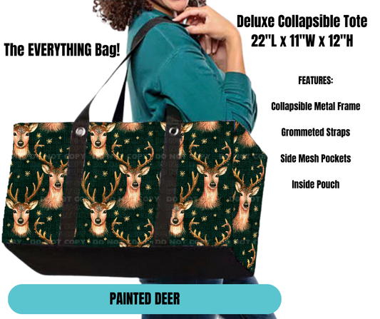 Painted Deer Collapsible Tote