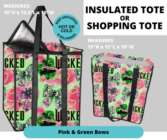 Preorder! Closes 2/26. ETA May. Pink & Green Bows Shopping & Insulated Tote