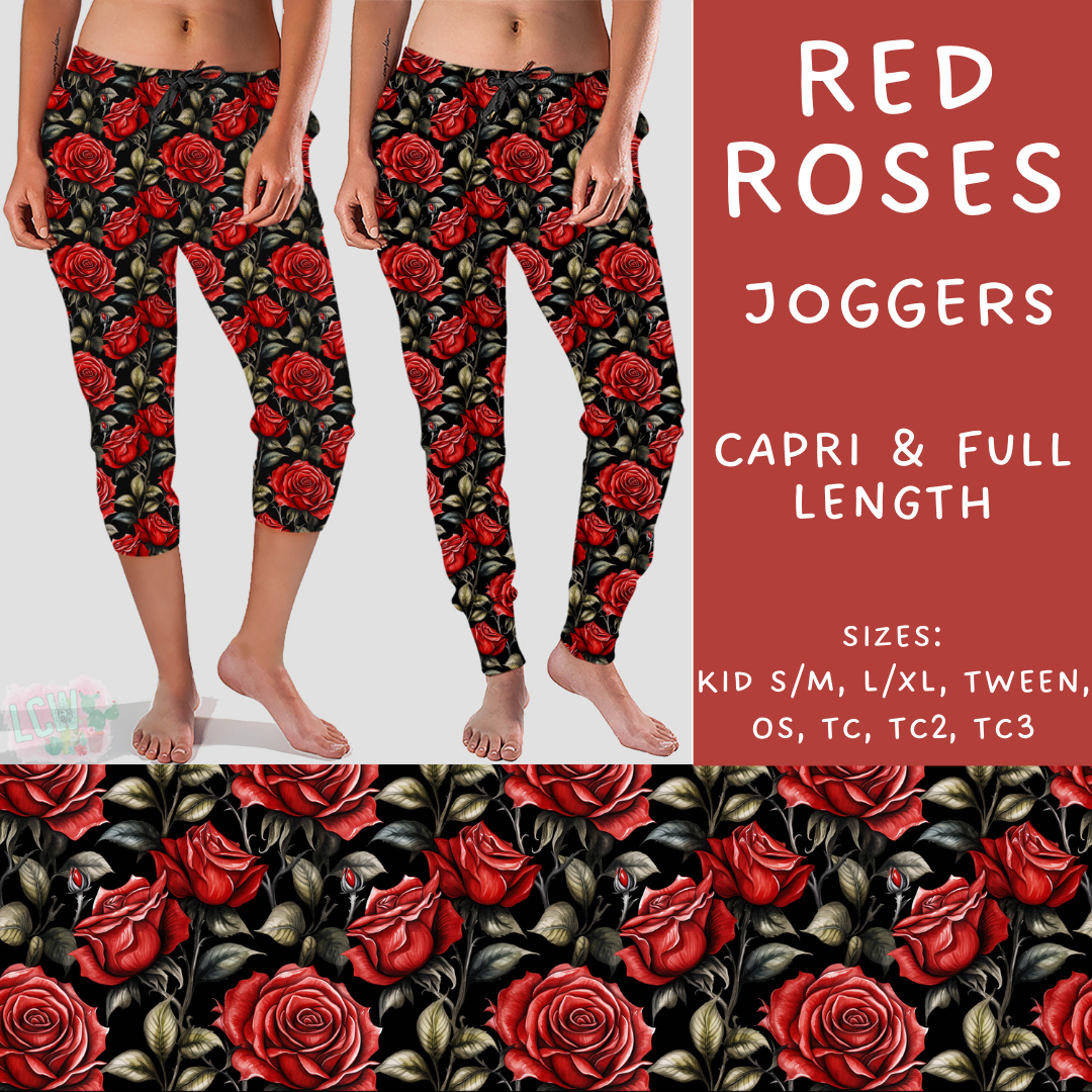 Batch #236 - Fun Run 6 - Closes 11/13 - ETA early Jan - Red Roses Full and Capri Length Joggers