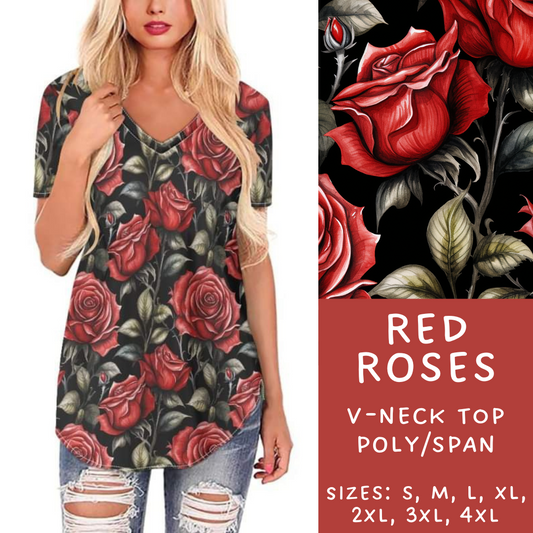 Batch #236 - Fun Run 6 - Closes 11/13 - ETA early Jan - Red Roses V-Neck Tee