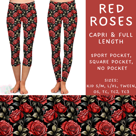 Batch #236 - Fun Run 6 - Closes 11/13 - ETA early Jan - Red Roses Full and Capri Length Leggings