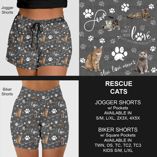 B218 - Preorder Rescue Cats Jogger/Biker Shorts w/ Pockets (Closes 3/16. ETA: early June)