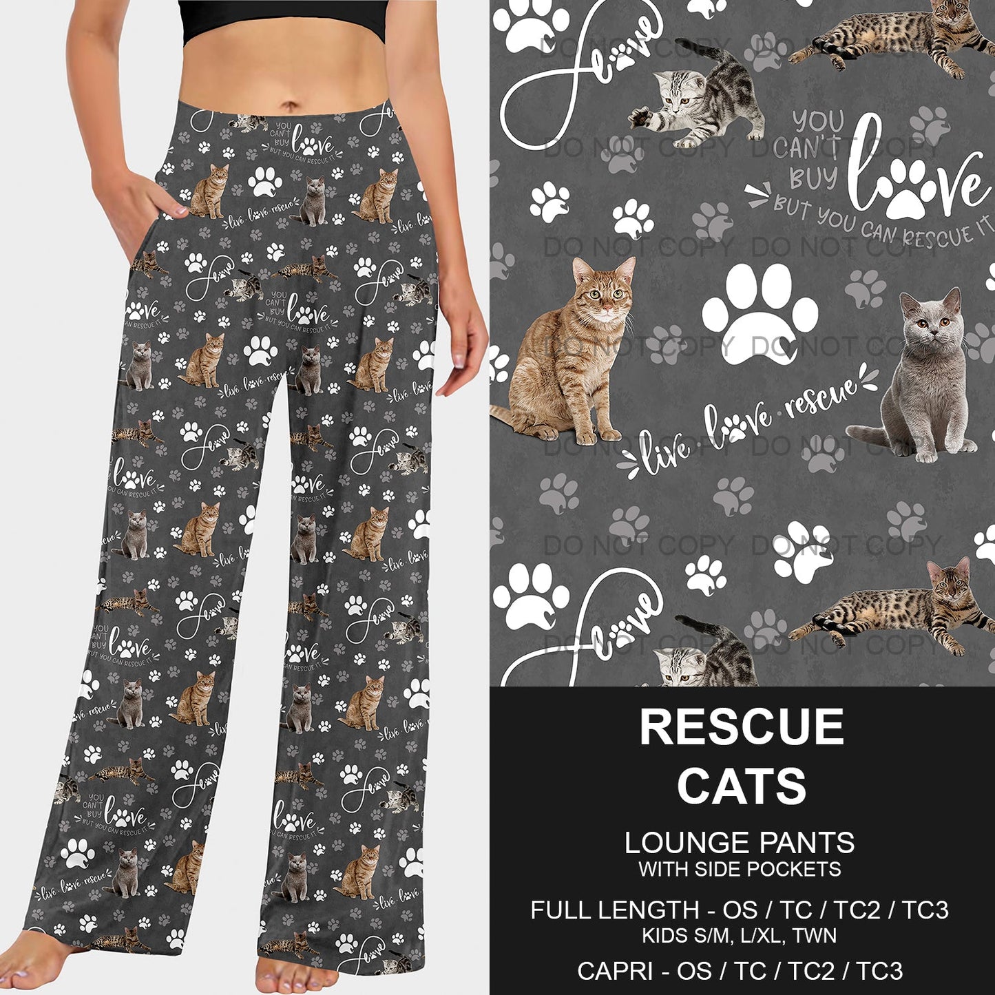 B218 - Preorder Rescue Cats Lounge Pants (Closes 3/16. ETA: early June)