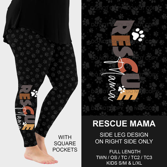 B192 - Preorder Rescue Mama Side Design Leggings w/ Pockets (Closes 11/10. ETA mid Jan)