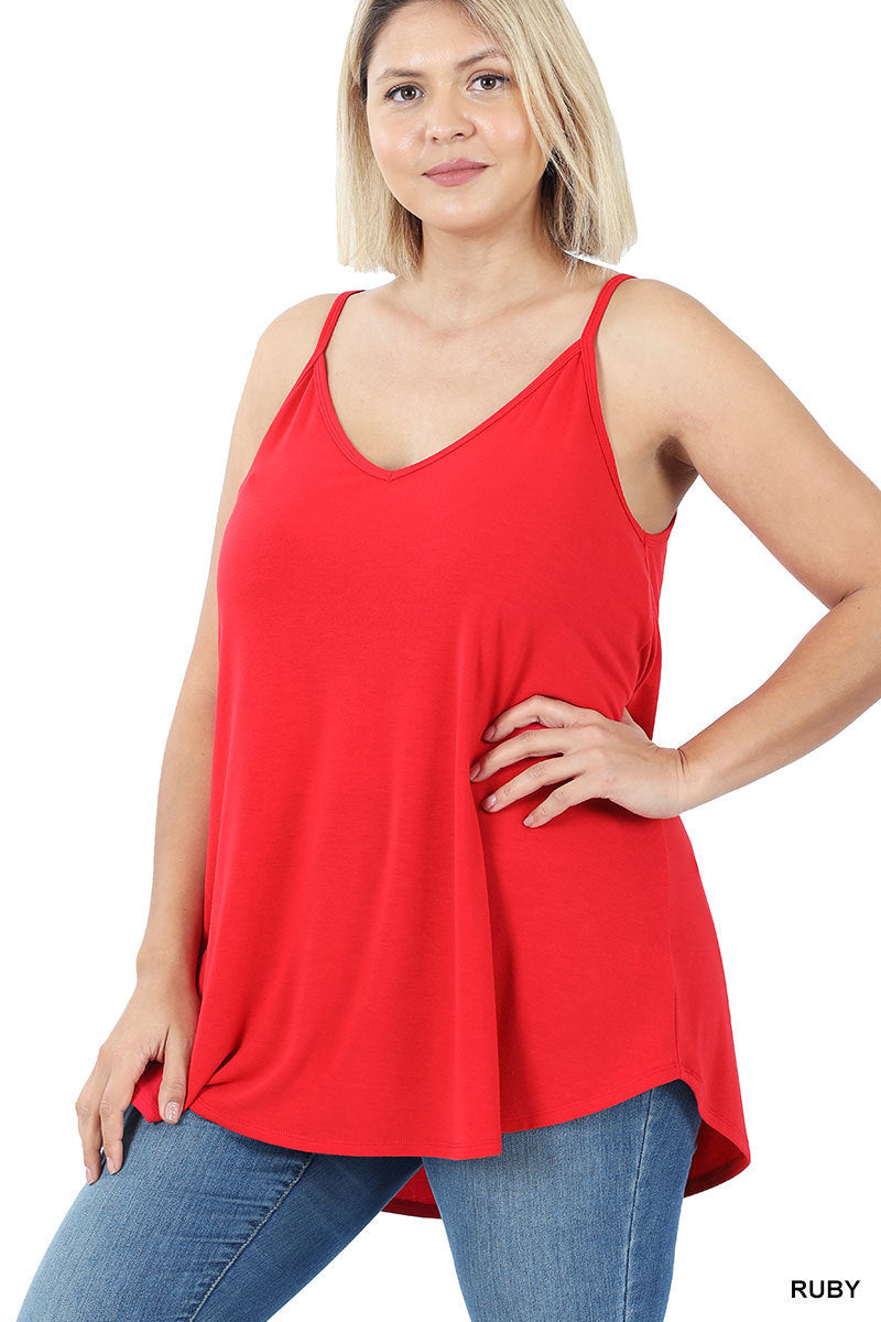 PLUS V-Neck/Scoop Neck Reversible Cami - Ruby