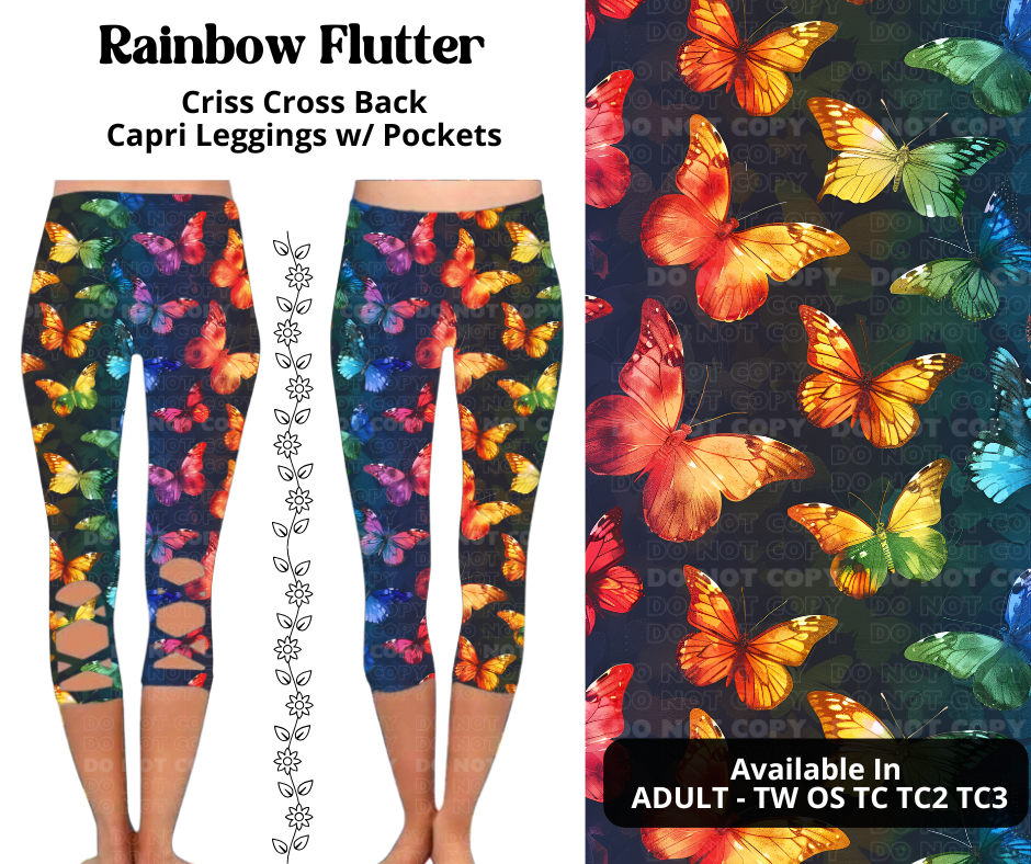 Preorder! Closes 3/27. ETA June. Rainbow Flutter Criss Cross Capri w/ Pockets