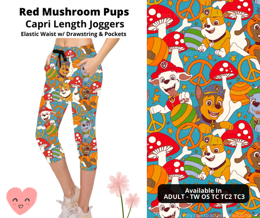 Preorder! Closes 3/3. ETA June. Red Mushroom Pups Jogger Capri