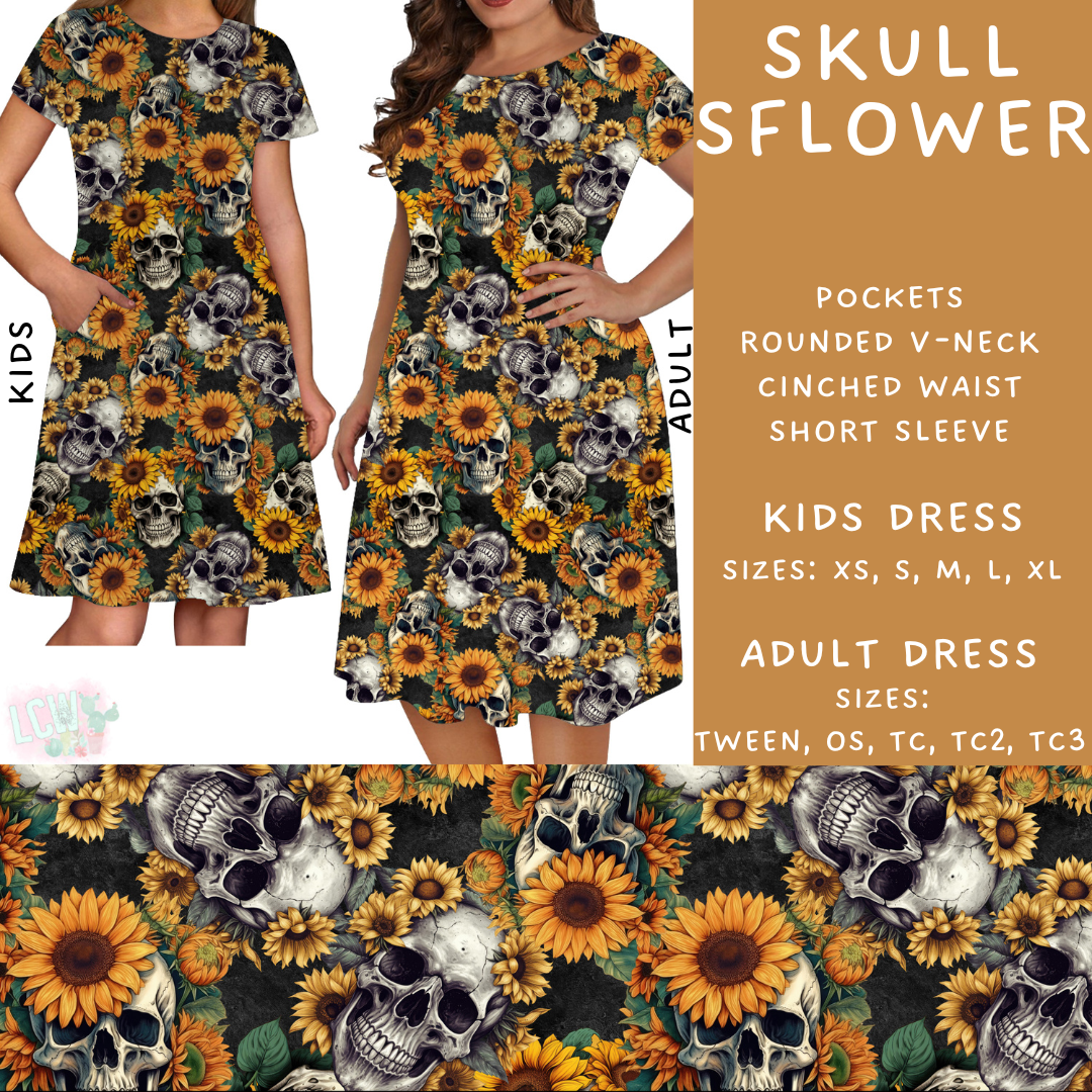 Batch #274 - Fun Run 7 - Closes 1/22 - ETA late March - Skull Sflower Adult & Kids Dresses