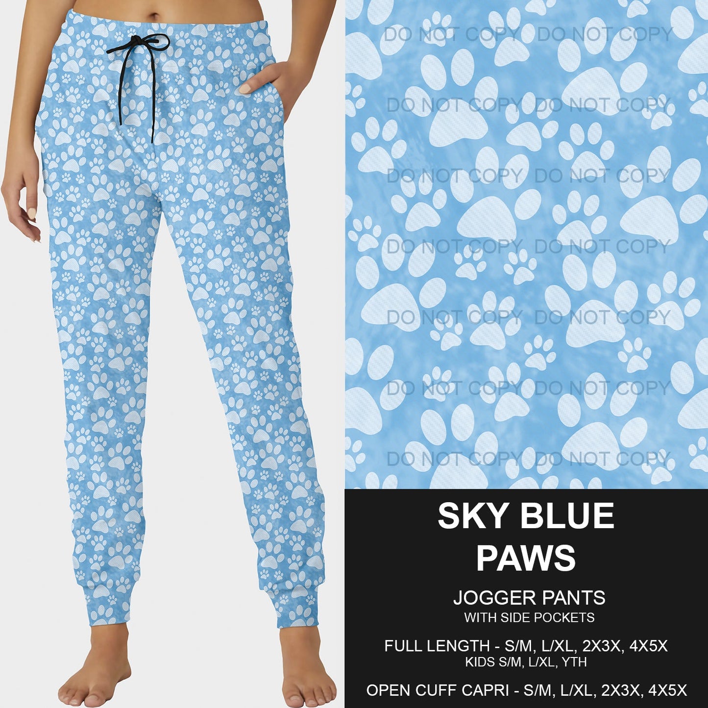 B218- Preorder Sky Blue Paws Joggers (Closes 3/16. ETA: early June)