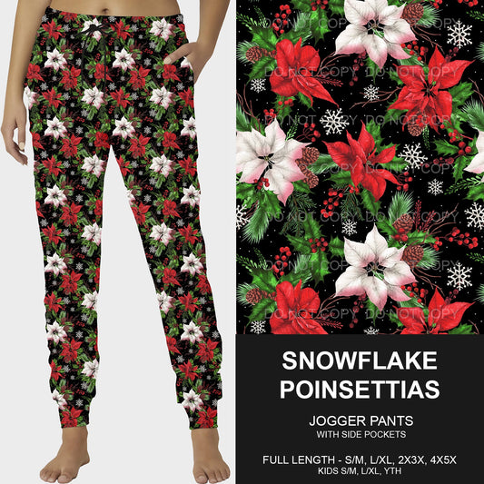 B188 - Preorder Snowflake Poinsettias Joggers (Closes 10/20. ETA mid Dec)