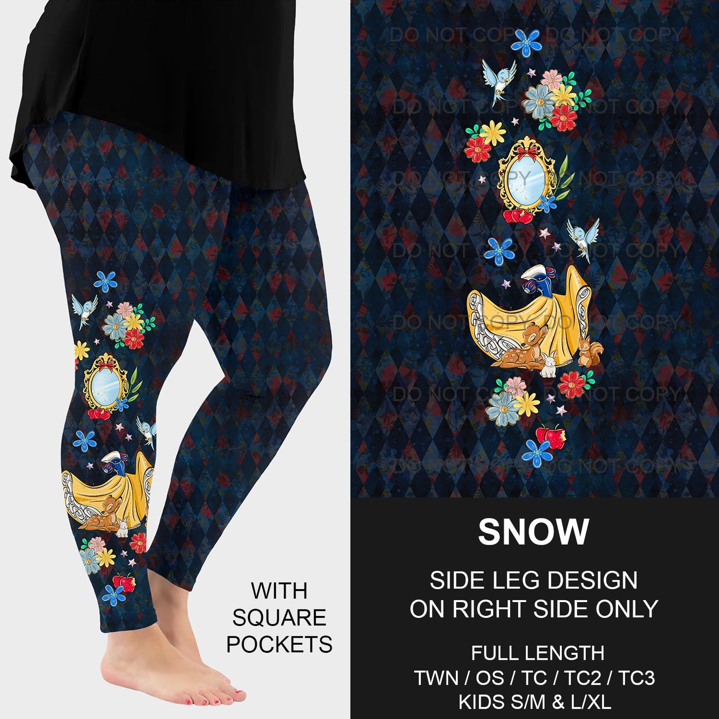 B192 - Preorder Snow Side Design Leggings w/ Pockets (Closes 11/10. ETA mid Jan)