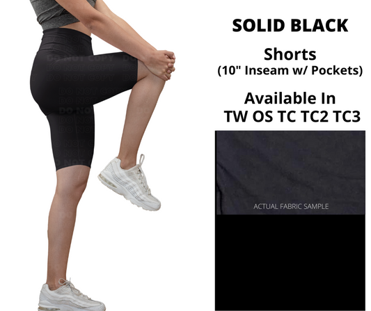 Solid Black 10" Jamaica Shorts