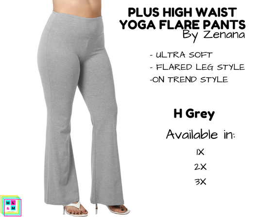 PLUS High Waist Yoga Flare Pants - H Grey