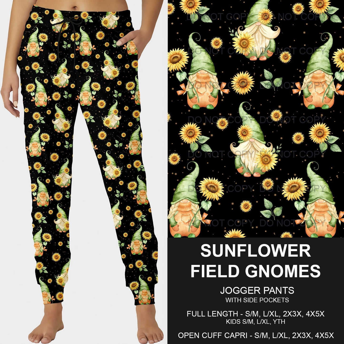 B219- Preorder Sunflower Field Gnomes Joggers (Closes 3/23. ETA: early June)