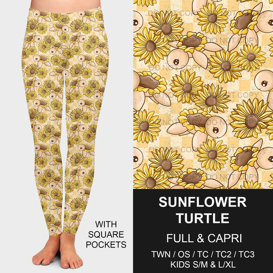 B209 - Preorder Sunflower Turtle Leggings w/ Pockets (Closes 2/02. ETA: early May)