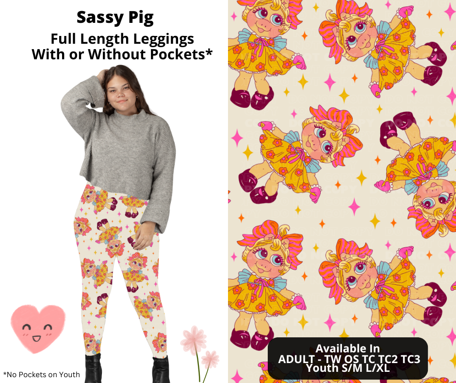 Preorder! Closes 3/3. ETA June. Sassy Pig Full Length Leggings w/wo Pockets