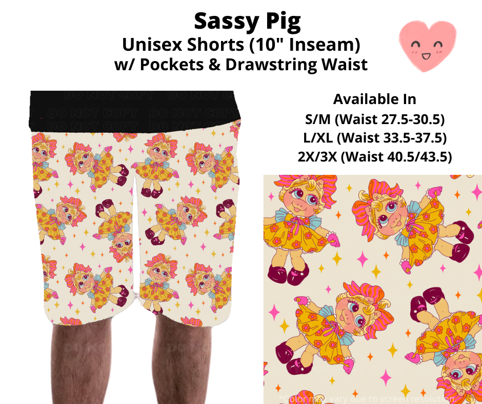 Preorder! Closes 3/3. ETA June. Sassy Pig Unisex Shorts