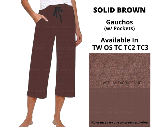 Solid Brown Capri Lounge Pants/Gaucho