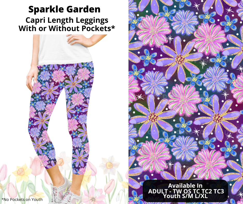 Preorder! Closes 3/17. ETA June. Sparkle Garden Capri Leggings w/wo Pockets