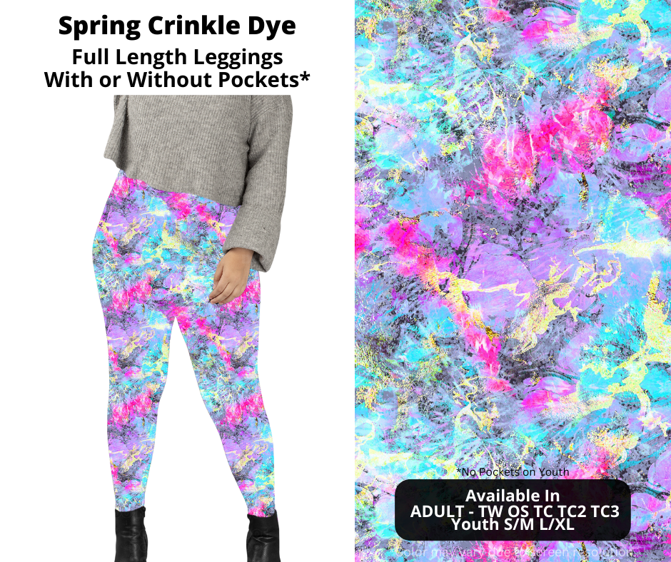 Preorder! Closes 1/22. ETA April. Spring Crinkle Dye Full Length Leggings w/wo Pockets