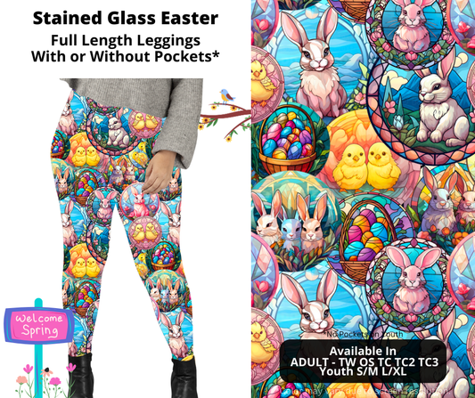 Preorder! Closes 1/27. ETA April. Stained Glass Easter Full Length Leggings w/wo Pockets