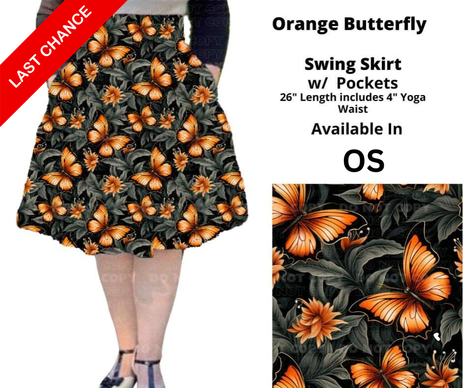 Orange Butterfly Swing Skirt