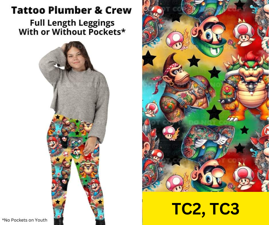 Tattoo Plumber & Crew Full Length Leggings w/ Pockets