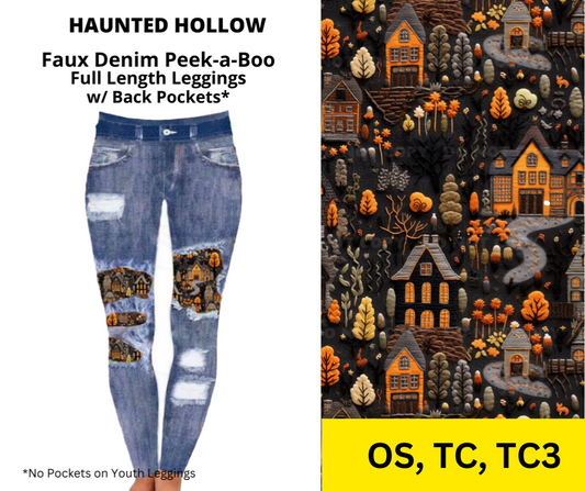 Haunted Hallow Faux Denim Full Length Peekaboo Leggings